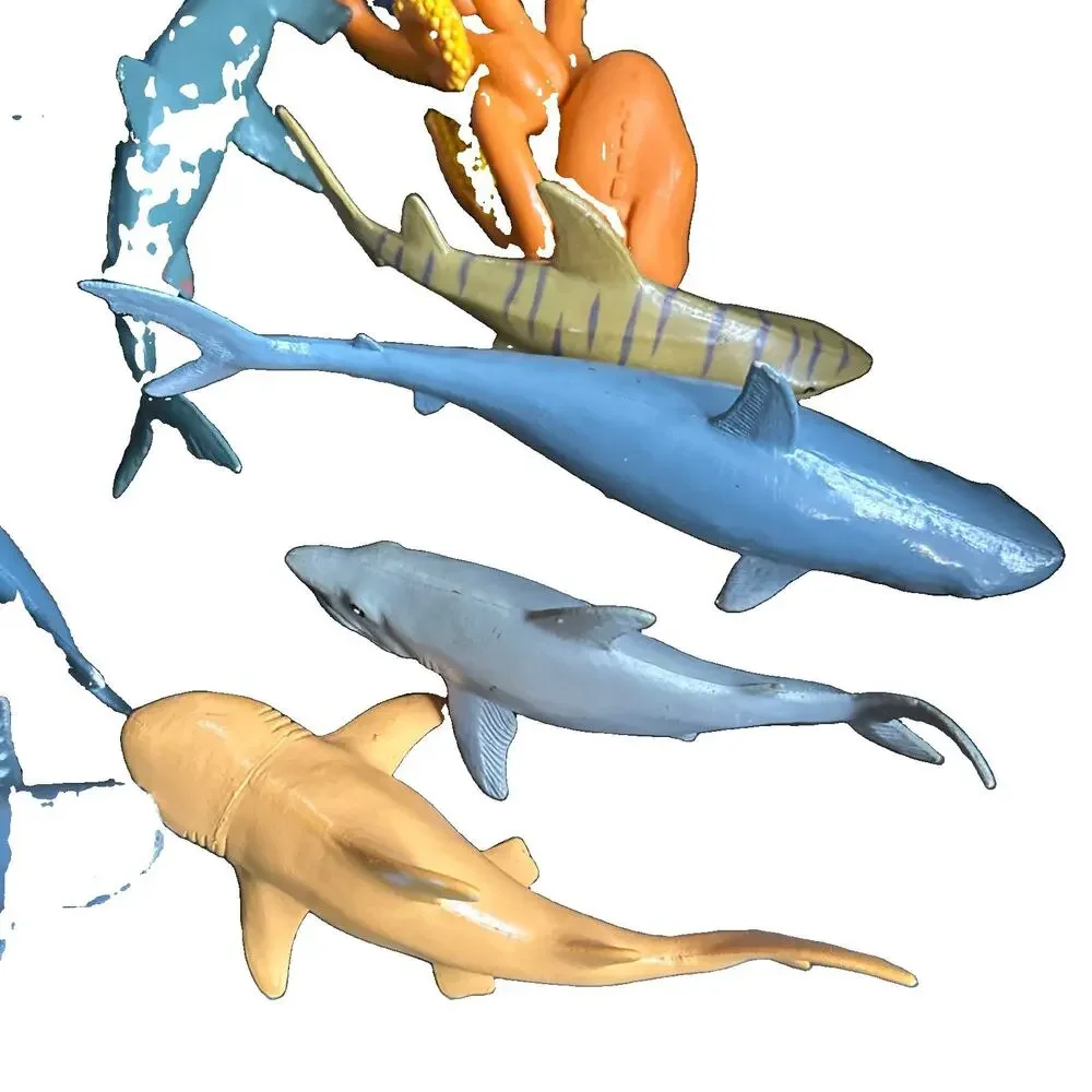 Lot Of 13 Rubber Sharks And Sea Creatures